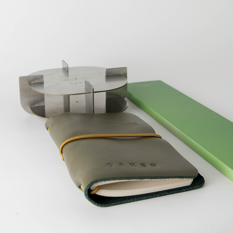 Oaken Lab Travel Gift Sets — Leather Journal + Metallic Incense Holder Travel + Incense Stick